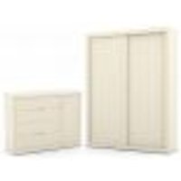 Jogo de Quarto Infantil com Guarda Roupa 2 Portas de Correr e Cômoda Tutto New Off White - Matic Móveis
