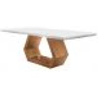 Mesa de Jantar Retangular com Tampo de Vidro Ane II Off White e Imbuia 220 cm