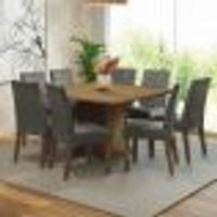 Conjunto Sala de Jantar Mesa Tampo de Madeira 8 Cadeiras Rustic/Silver Doris Madesa