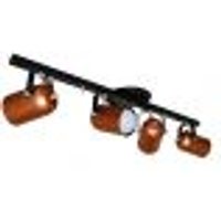 Trilho de 65cm com 04 Spots para 04 lâmpadas padrão E27 - Ideal para Sala, Quarto, Cozinha, Comércio - Bivolt 110v/220v - Preto com Cobre