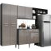 Armário de Cozinha Compacta com Balcão Pequim Sun Multimóveis V3000 Preto/Lacca Fumê