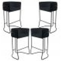 Kit 04 Banquetas Decorativas Fixa Base de Aço Preto Betina D02 Corano Preto C-05 - Lyam Decor