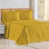 Cobre Leito Queen Bouti Mavie Floral Micropercal 180 Fios 3 Peças - Açafrão