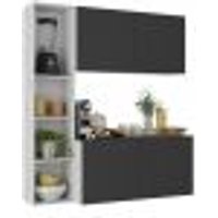 Armário de Cozinha Compacta com Balcão Linea Fit 4 Portas Multimóveis MP2218 Branco/Preto