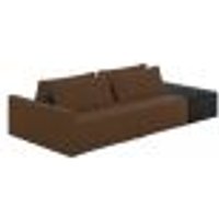 Sofá Ilha 2 Lugares Living 292cm Modulado Sala Lary Veludo Marrom/PU Pto K01 - D'Rossi