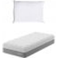 Colchão Solteiro Sublime Mola Ensacada e Espuma Viscoelástica (32x88x188) Cinza e Branco com Travesseiro Guldi Soft Nasa Branco
