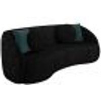 Sofá Decorativo 318cm com Almofadas Redondas Clarke Veludo Preto G45 - Gran Belo
