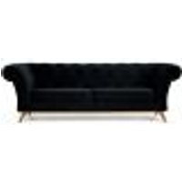 Sofá 3 Lugares Para Sala de Estar Império 180 cm D02 Veludo Preto B-300 - Lyam Decor