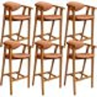 Kit 06 Banquetas Alta Cozinha Bancada Bar Sala de Jantar Fixa CecÃlia L02 CourÃssimo Camel - Lyam