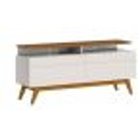 Rack Bancada 2 Gavetas com Nicho 146cm Amy Off White/Freijó G29 - Gran Belo
