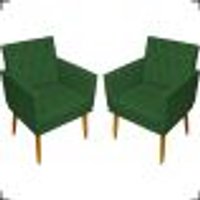 Kit 2 Poltronas Decorativas Para Sala Nina Com Base E Capitonê Suede Verde Pé Castanho - Clique E Decore