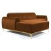 Sofá 320cm 5 Lugares com Chaise Esquerdo Pés Gold Molino B-262 Veludo Telha - Domi