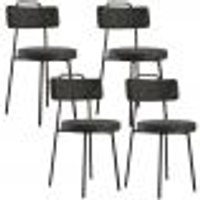 Kit 04 Cadeiras Decorativas Estofada Para Sala De Jantar Barcelona L02 Linho Chumbo - Lyam Decor
