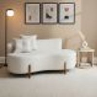 Sofá Orgânico 2 Lugares C/2 Almofadas Curvo Sala Recepção Luna Boucle Branco - Montanaris Decor