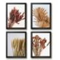 Kit 4 Quadros Decorativos Folhas E Flores Secas 33x24cm