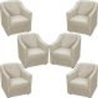 Kit 6 Poltronas Decorativas Para Sala Mila Suede Bege Pé De Plástico - Clique E Decore