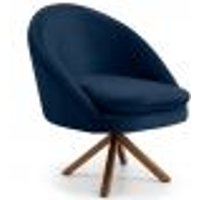 Poltrona Decorativa Sala de Estar Base Giromad Madeira Rafa B-304 Veludo Azul Marinho - Domi