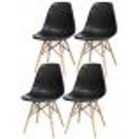 Kit 04 Cadeiras Decorativas Eiffel Charles Eames F03 Preto com Pés de Madeira - Lyam Decor