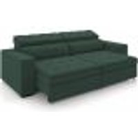 Sofá Retrátil Reclinável Para Sala de Estar Living 246cm Clara M03 Veludo Verde Musgo - Lyam Decor
