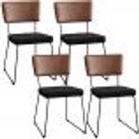Kit 04 Cadeiras Decorativas Sala De Jantar Allana L02 CourÃssimo Marrom Linho Chumbo - Lyam Decor