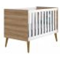 Berço Mini Cama Theo Retrô Branco Fosco/Mezzo com Pés Amadeirado - Reller Móveis