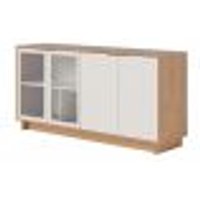 Buffet Aparador Gunga Decorativo 160cm MDF Portas de Vidro OffWhite/Freijó G73 - Gran Belo