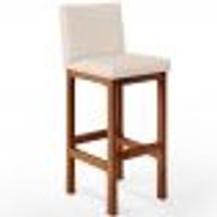 Banqueta Alta Para Cozinha Sala de Jantar Fixa Alya L02 Suede Bege - Lyam Decor
