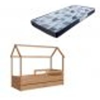 Cama Infantil Montessoriana Miney 2 GV Aveiro com Colchão Astra D20 Preto e Cinza