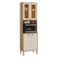 Paneleiro Cristaleira TunÃsia 4 Portas com Prateleiras 71cm Canelato/Off White