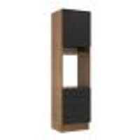Torre Quente Armário de Cozinha 60 cm 1 Porta 3 Gavetas Rustic/Preto Agata Madesa