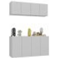 Kit Aparador Buffet com Armário Aéreo 4 Portas Cantinho do Café Multimóveis MP1074 Branco