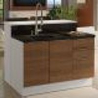 Ilha de Cozinha com Bancada e Balcão 120 cm Branco/Rustic Stella Madesa