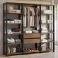 Guarda-Roupa Closet Modulado Valencia 2 Gavetas 188cm Rustic/Preto Madesa 01