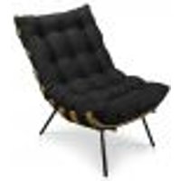 Poltrona Costela Suede Preto Base Metálica - Pallazio