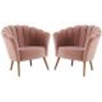 Kit 2 Poltronas Decorativas Pes Tauari 7048 Veludo Rosa Dmobiliario