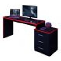 Mesa Gamer com Regulagem de Altura e Gaveteiro DRX-5000 Preto/Vermelho