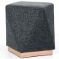 Puff Decorativo Para Sala de Estar Com Base Aço Ametista D02 Linho Chumbo D-469 - Lyam Decor