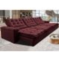 Sofá Retrátil e Reclinável 3,85m Cama inBox Big Fresh com SoftGel D40 Velupluma Vinho
