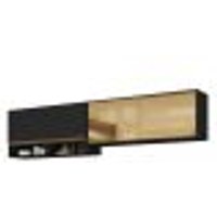 Kit Armário Cozinha Aéreo 105cm e Aéreo 120cm com Portas de Vidro Multimóveis MP2293 Preto/Dourado