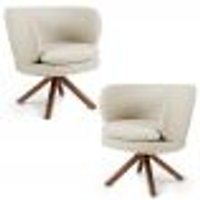 Kit 02 Poltronas Decorativas Melissa Base Giromad Giratória C-107 Linho Bege - Domi