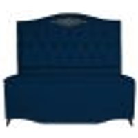 Cabeceira mais Calçadeira Casal Queen 160cm Para Cama Box Greta Suede Azul Marinho - DS Estofados