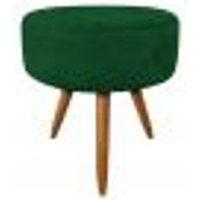 Puff Banqueta Redonda Nina Suede Verde Pés Palito Castanho - Pallazio