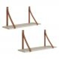 Kit 2 Prateleiras Luna 66,6cm Areia Fosco com Alças de Couro - Reller Móveis