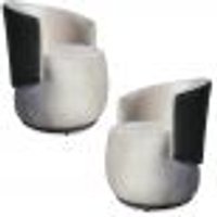 Kit 2 Poltronas Orgânica Decorativa Lara Veludo Bege/PU Cinza - Montanaris Decor