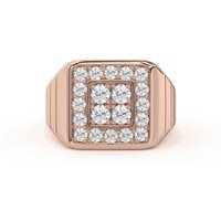 Anillo Cuadrado Redondeado para Hombre Classic Comfort Fit Diamante de Laboratorio Oro Rosa 585 (14K)