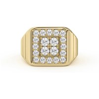 Anillo Cuadrado Redondeado para Hombre Classic Comfort Fit Diamante de Laboratorio Oro Amarillo 585 (14K)