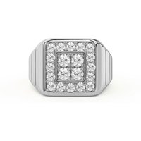 Anillo Cuadrado Redondeado para Hombre Classic Comfort Fit Diamante de Laboratorio Oro Blanco 585 (14K)