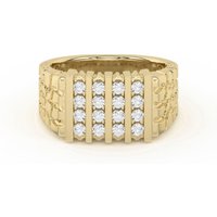 Anillo para Hombre Cuatro Filas Comfort Fit Channel Set Diamante de Laboratorio Oro Amarillo 585 (14K)