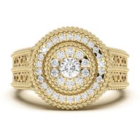 Rope Effect Anillo Sofisticado Redondo para Hombre Comfort Fit Diamante de Laboratorio Oro Amarillo 585 (14K)