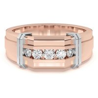 Anillo para Hombre de 5 Piedras y Dos Tonos Channel Set Diamante de Laboratorio Oro Rosa 585 (14K)